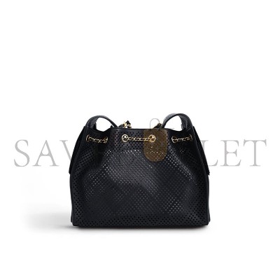 CHANEL MASTER SMALL 25 HOBO BAG BLACK PERFORATED CALFSKIN ANTIQUE GOLD HARDWARE (30*26*14cm) 